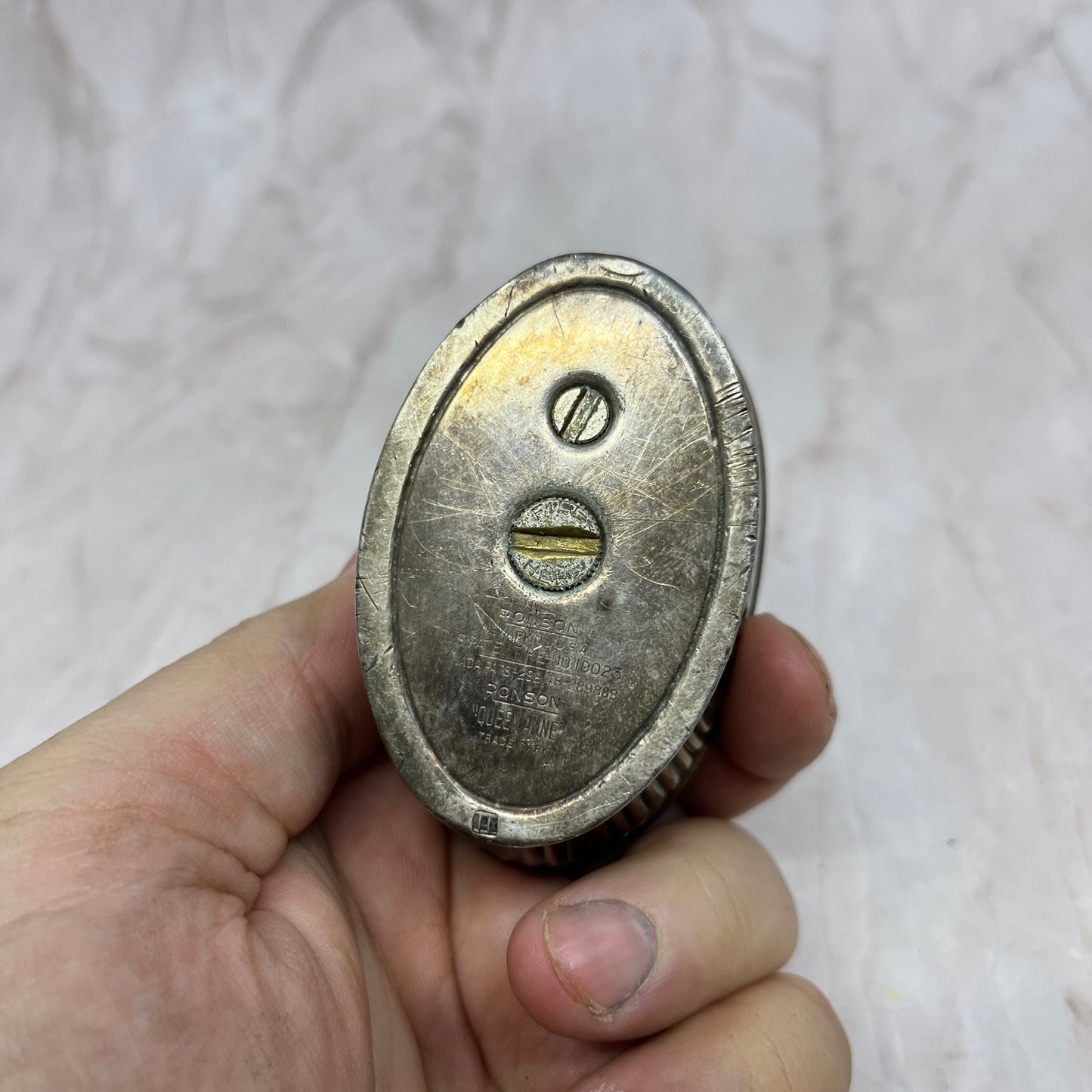 Vintage Art Deco Ronson Queen Anne Silver Plate Table Lighter TL34