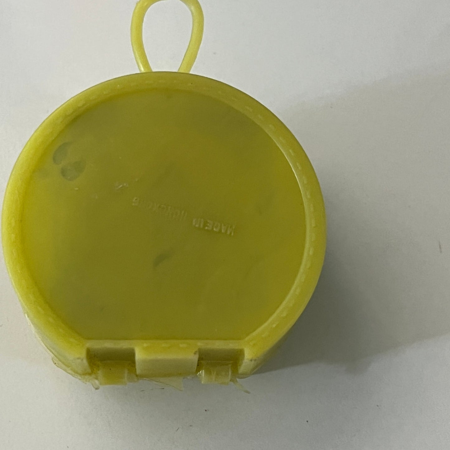 Vintage Celluloid Yellow Bouquet Mini Hair Bonnet Container Keychain TK3