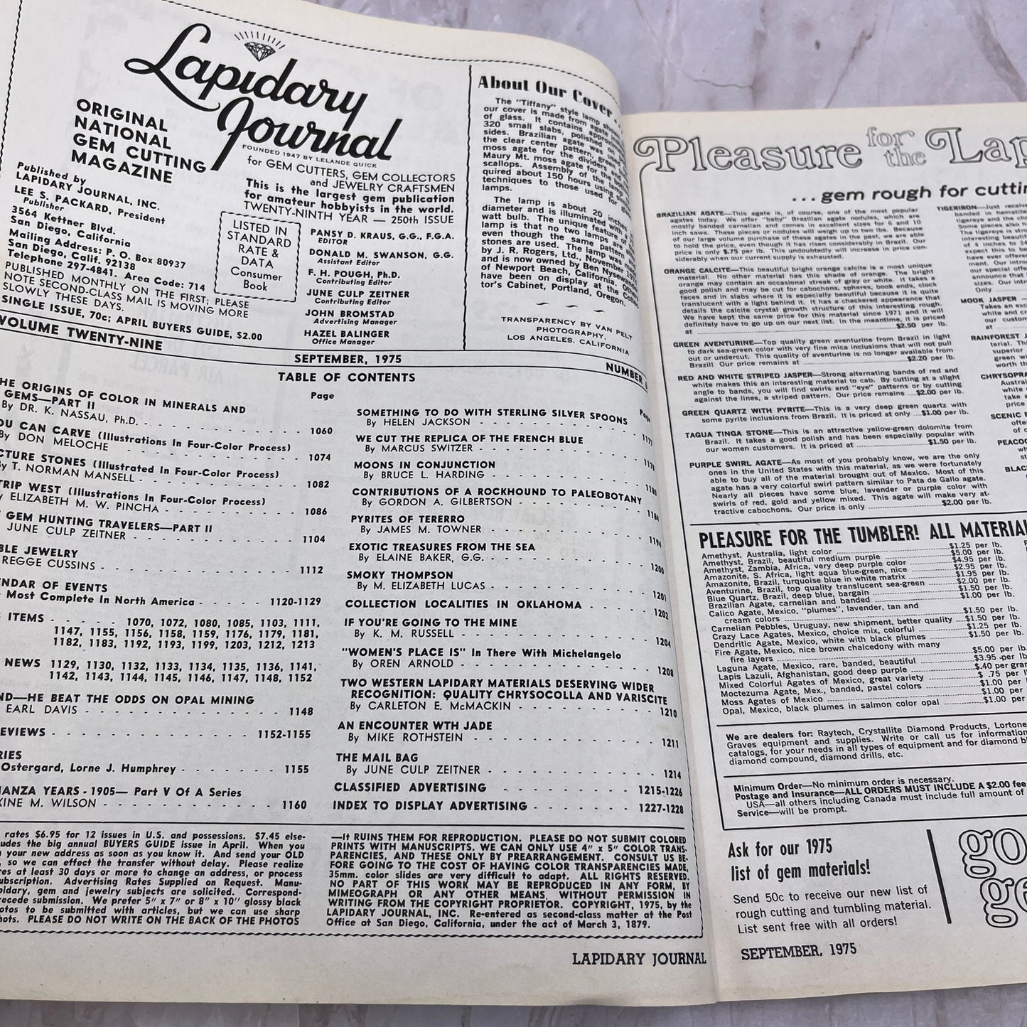 Agate Tiffany Style Lamp - Lapidary Journal Magazine - Sep 1975 M24