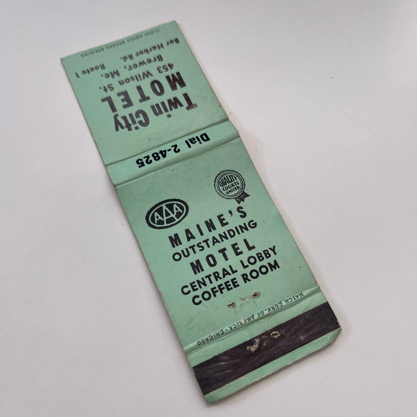 Twin City Motel Brewer ME Bar Harbor Road Vintage Matchbook Cover MM3-2