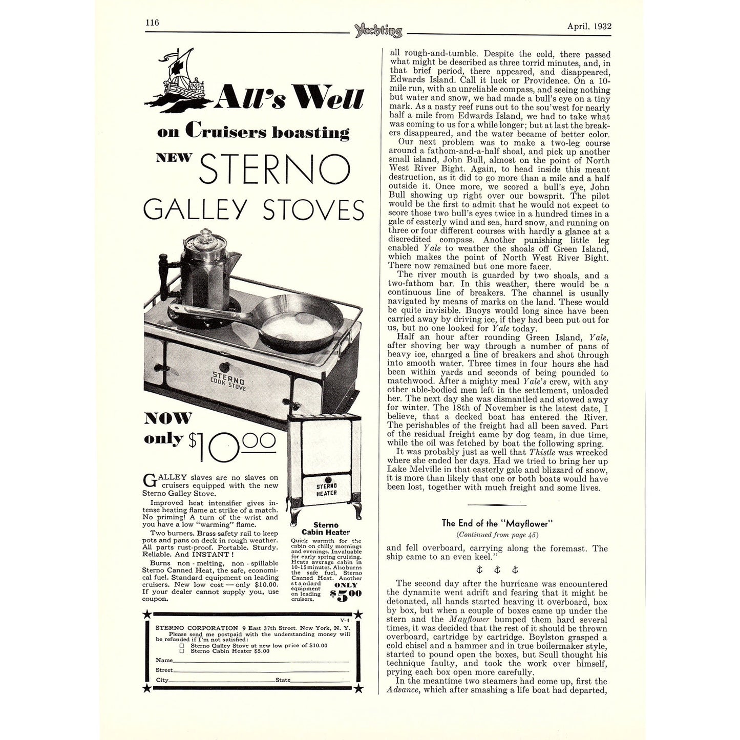 Wamsutta Yacht Duck Q-Boat Wamsutta Mills New Bedford MA 1932 Ad V1-4