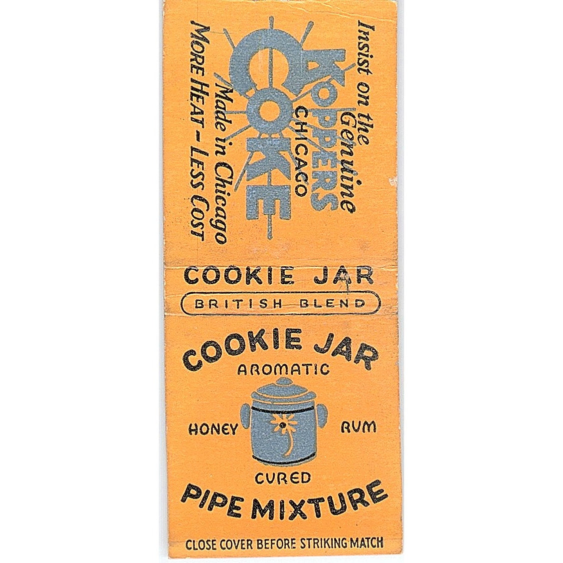 Cookie Jar Pipe Mixture Vintage Matchbook Cover SC7-Y8