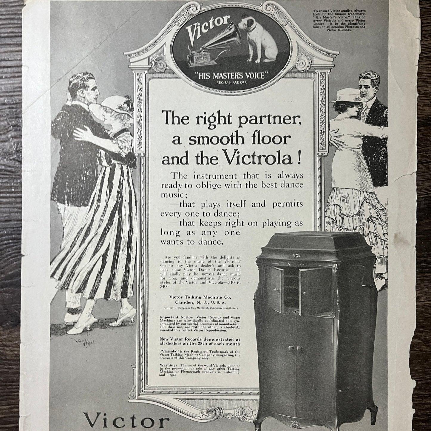 1917 Victor Supremacy Victrola Talking Machine Camden NJ Magazine Ad 10x13 V9