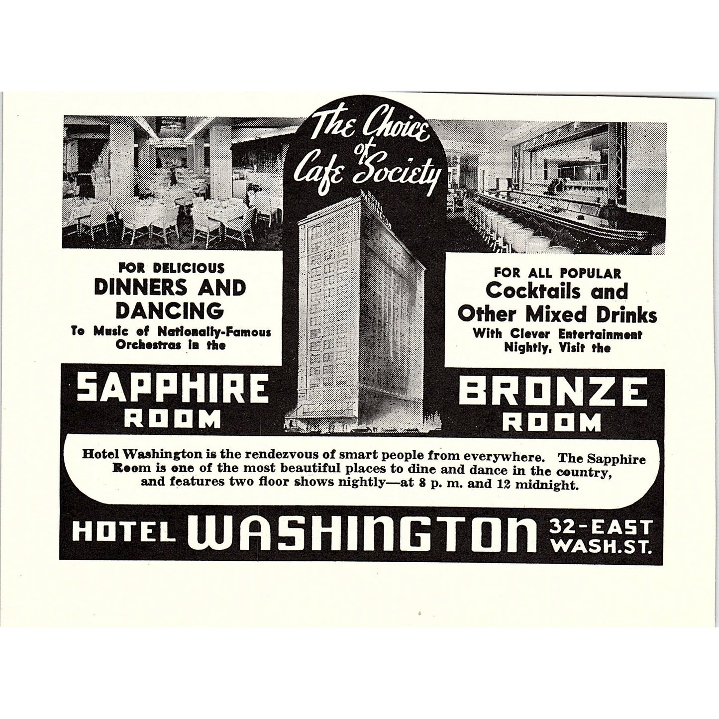 Hotel Washington Indianapolis IN Evansville IN 1941 Ad SAG4-H2