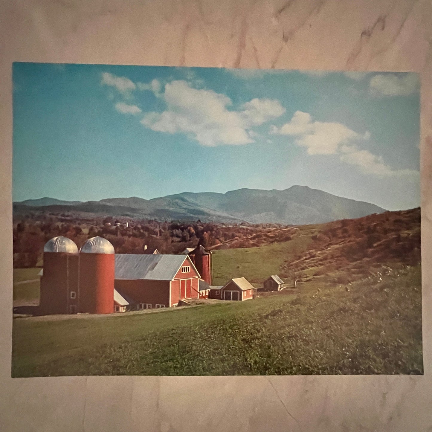 Vintage Red Farmstead in Vermont Scene 12x16" Art Print FL1