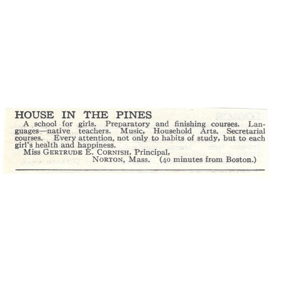 House in the Pines Norton MA Gertrude Cornish c1920 Harper’s Magazine Ad SAG4-S3