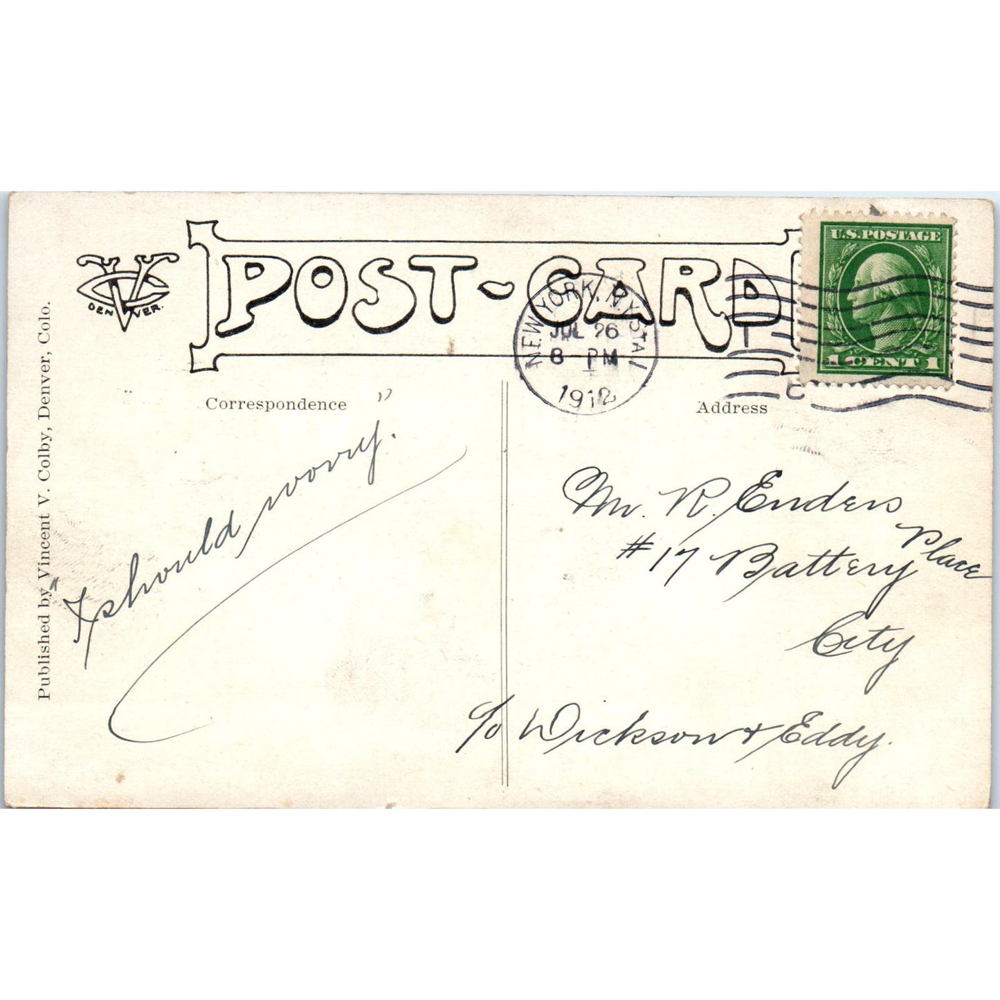 Pug Puppy Dog Say Vincent Colby Illustration 1909 Postcard PD2