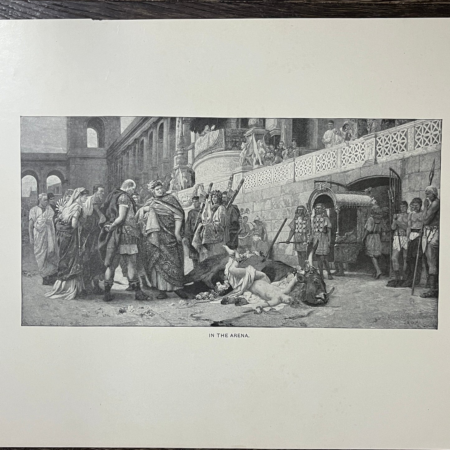 In the Arena Christian Dirce Henryk Siemiradzki Antique Engraving 9x12 V10