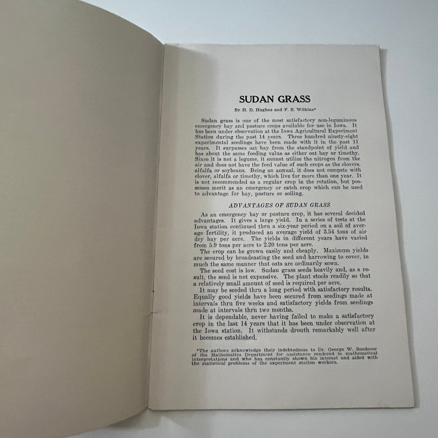 Sudan Grass 1926 Ames Iowa Agriculture Bulletin Booklet TK2-XB2