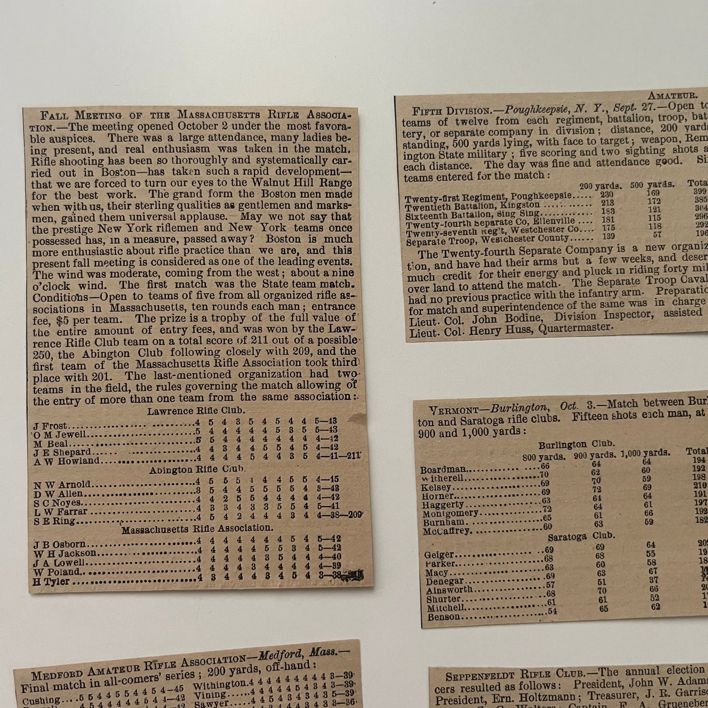 Huge Lot of Original 1878 Rifle Match Results Clippings Forest & Stream AI4-7