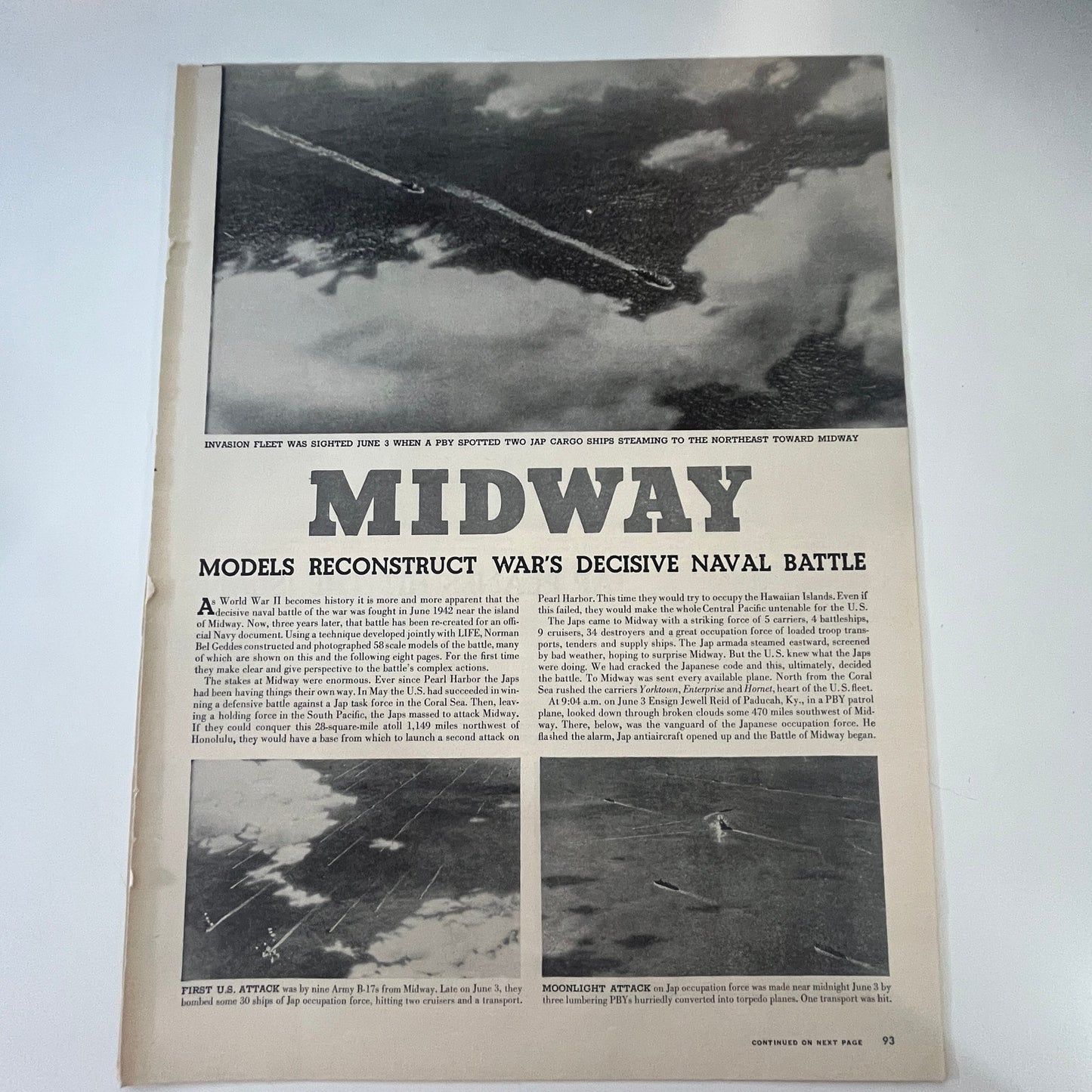 Midway Models Reconstruct Naval Battle 4 Pages 1940s WWII Era Article V29-5