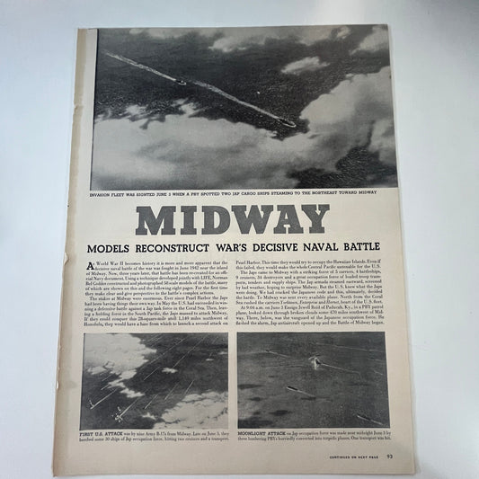 Midway Models Reconstruct Naval Battle 4 Pages 1940s WWII Era Article V29-5