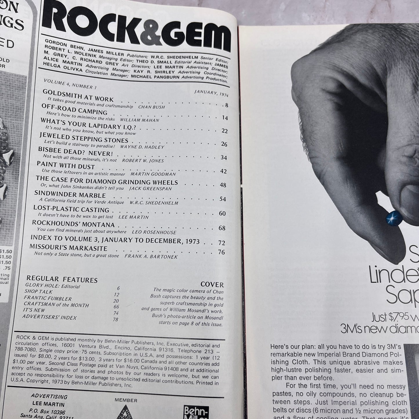 Copper of Bisbee Diamond Grinding Wheels - Rock & Gem Magazine - Jan 1974 M24