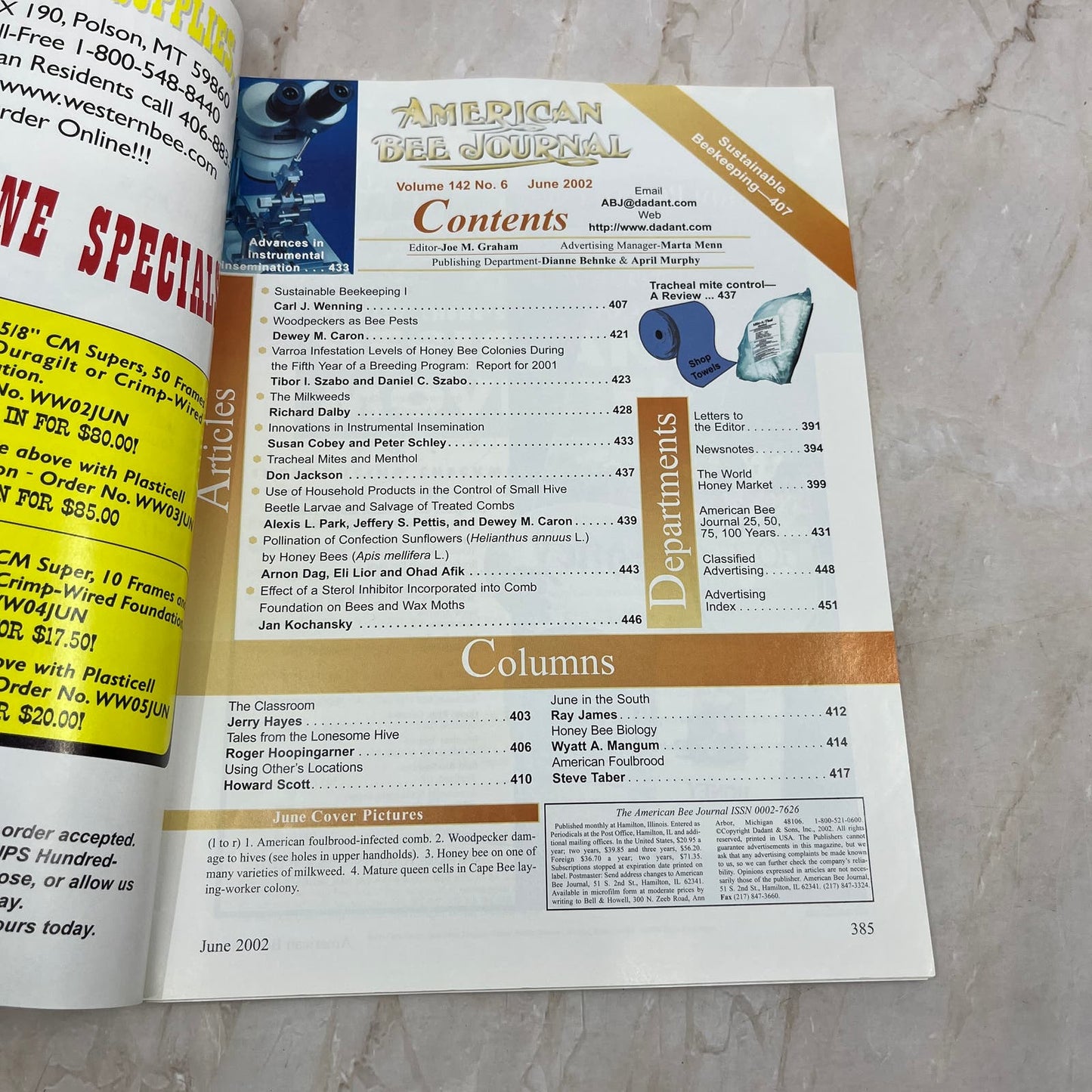 2002 June American Bee Journal Magazine Bees Beekeeping Honey M7