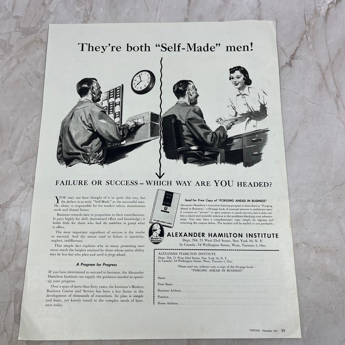 Alexander Hamilton Institute Self Made Men 1951 Magazine Ad FL6-10