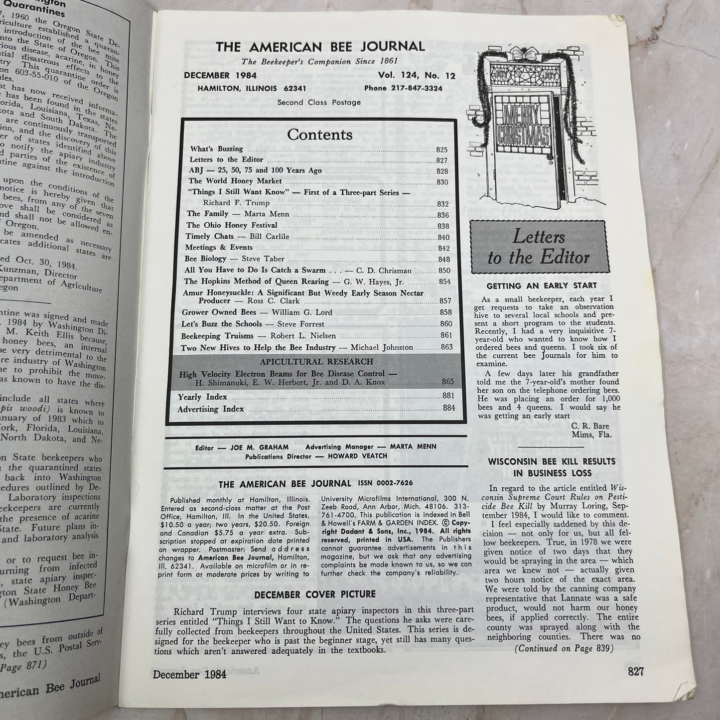 1984 Dec American Bee Journal Magazine Bees Beekeeping Honey M8