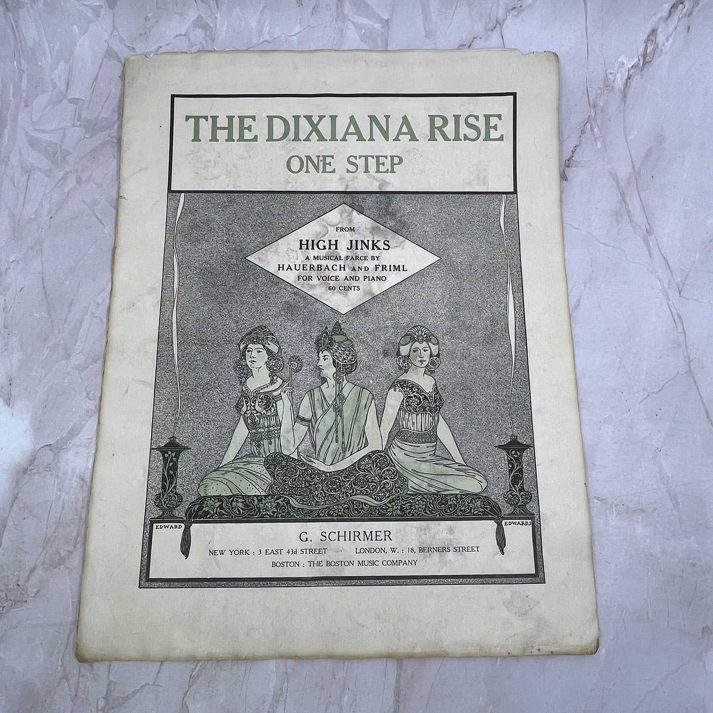 1913 The Dixiana Rise One Step Hi Jinks Antique Sheet Music Ti5