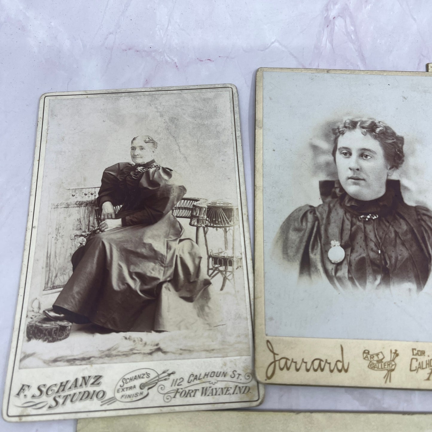 Lot of 5 Antique CDV Card Photos Marked "Anna Burris" Fort Wayne IN Area TK3