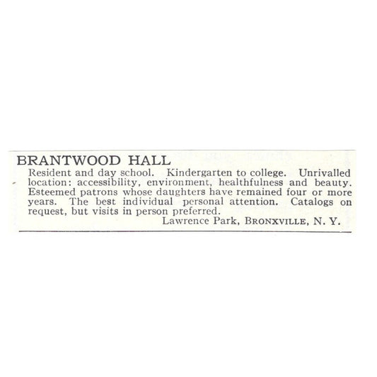 Brantwood Hall Lawrence Park Bronxville NY 1924 Magazine Ad AD8-O6