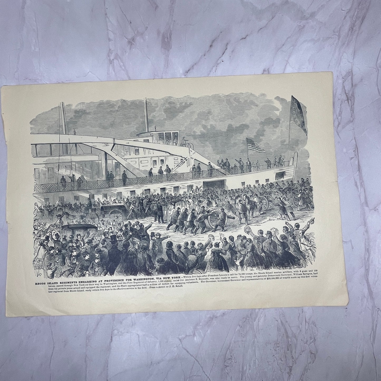 Battle of Ream's Station VA, Rhode Island Regiments 1894 Engraving V14-5