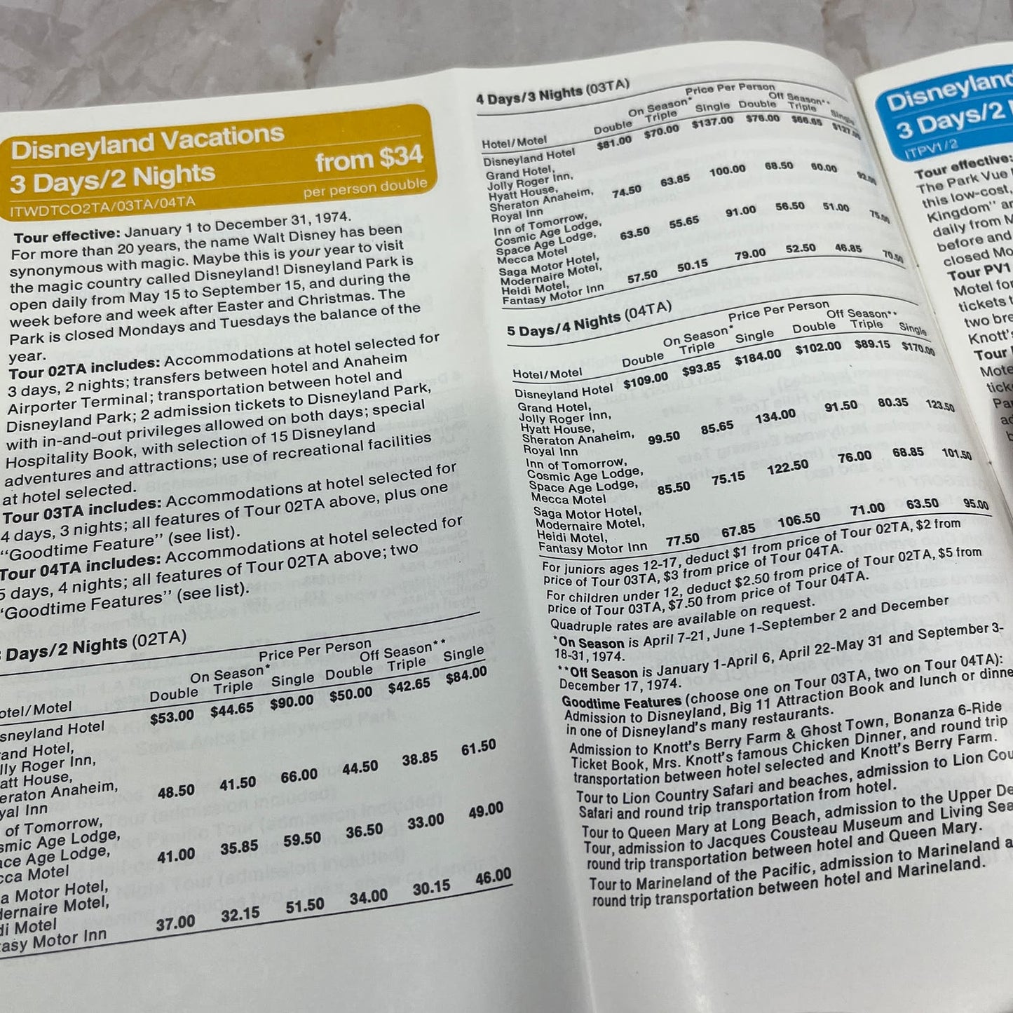 1974 American Airlines California Travel Guide Packages Book TJ4-P2