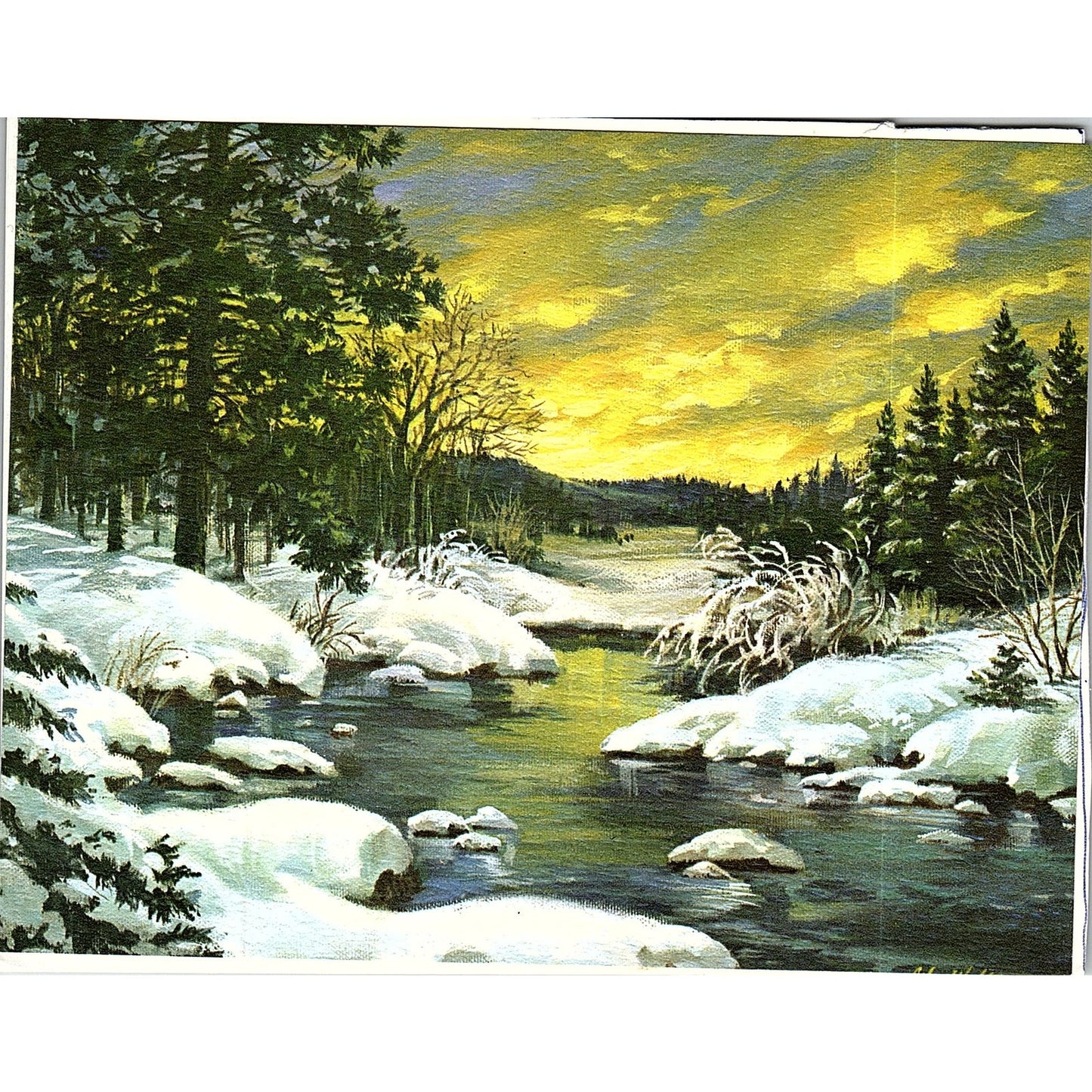 Winter Maine Inlet Norman Merritt Vintage Art Print 5x6 V12