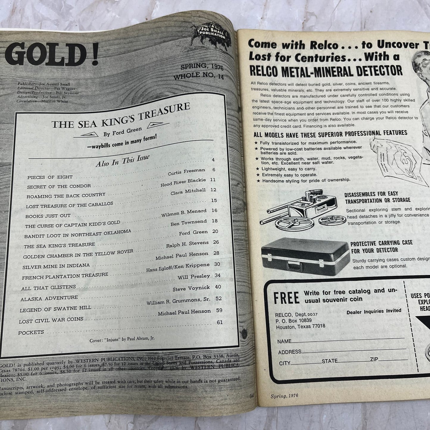 1976 Spring - Gold! Magazine - Treasure Hunting Metal Detecting Prospecting M13