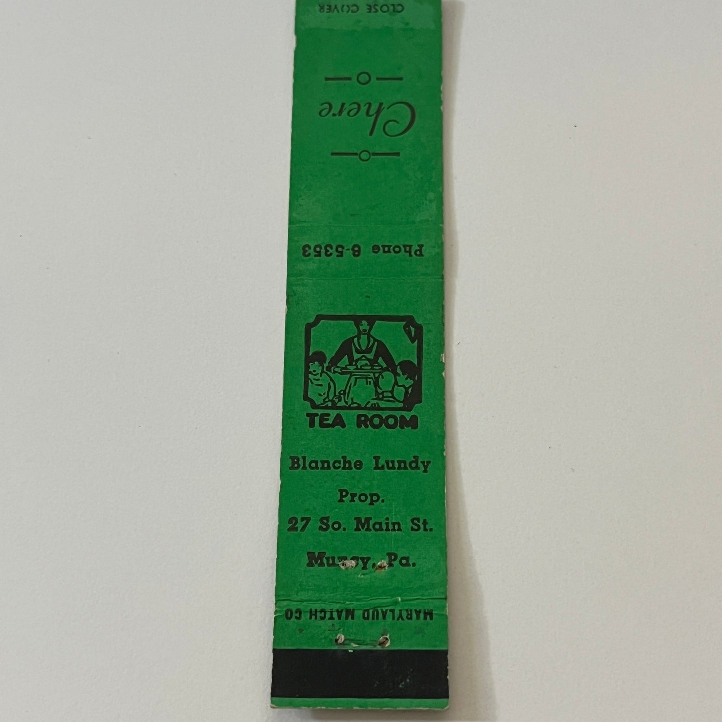 Chere Tea Room Blanche Lundy Muncy PA Vintage Matchbook TB6-MB2-9