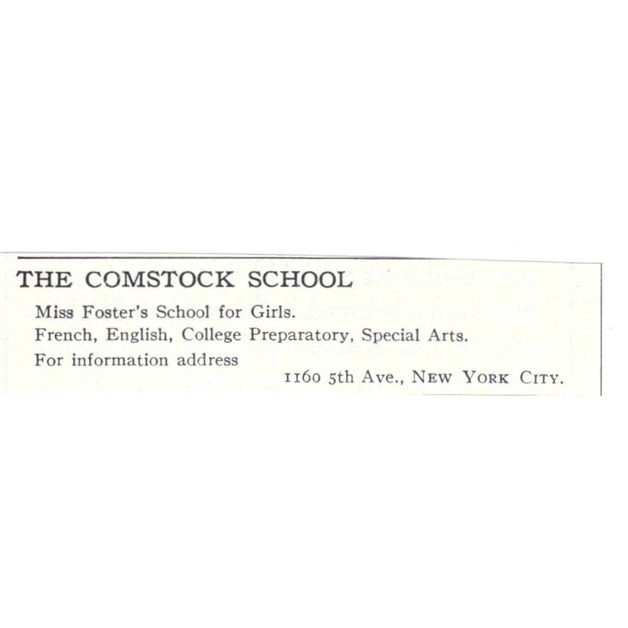 The Comstock Miss Foster's Girls Prep School NY 1924 Magazine Ad AD8-O7