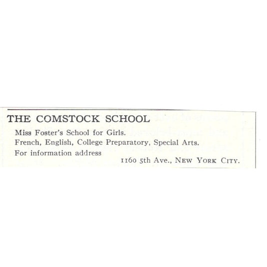 The Comstock Miss Foster's Girls Prep School NY 1924 Magazine Ad AD8-O7