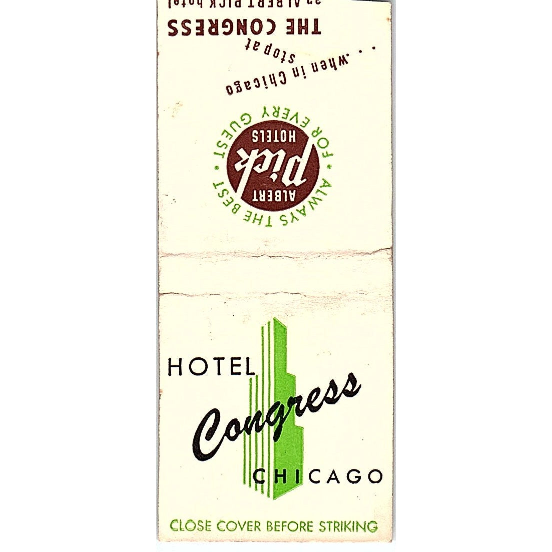 Hotel Congress Chicago Vintage Matchbook Cover SC7-Y10