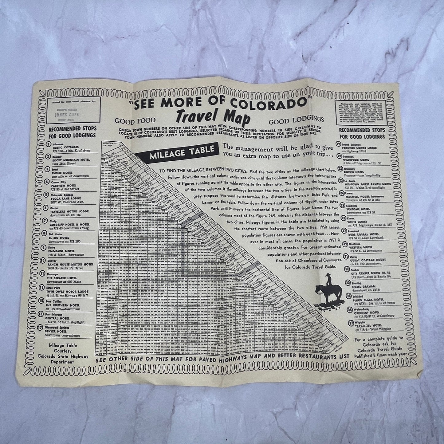 1950 See More of Colorado Fold Out Travel Map Tourist Guide AF9-1