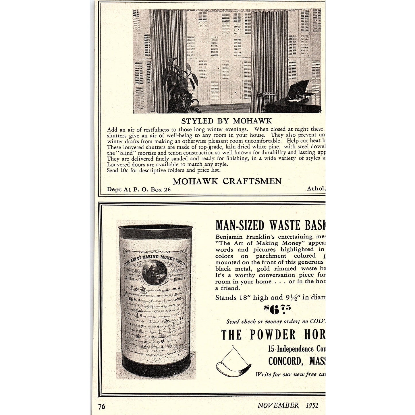 Dahl's So Right Milking Stool Walpole Workers MA 1952 Magazine Ad AG5-2