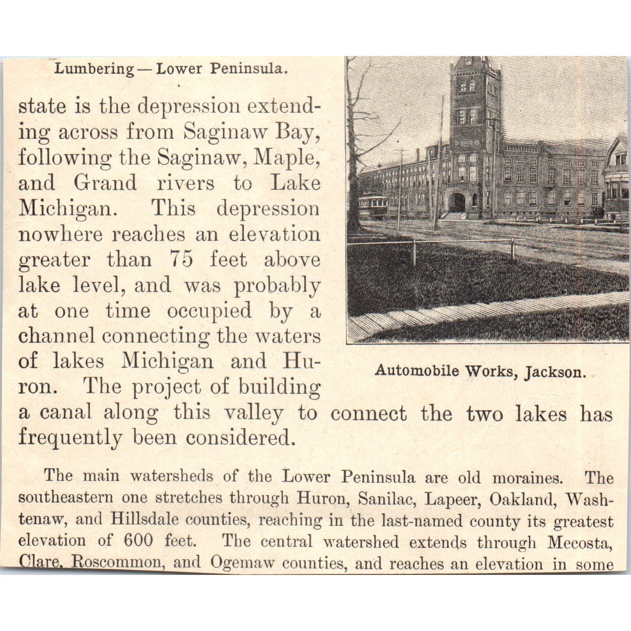 Lake Scene in Oakland County Michigan 1901 Engraving AF2-A6