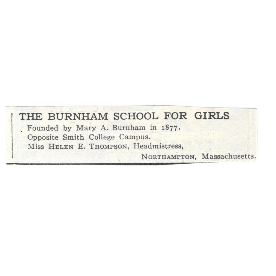 The Burnham School for Girls Northampton MA Helen E. Thompson c1920 Ad SAG4-S3