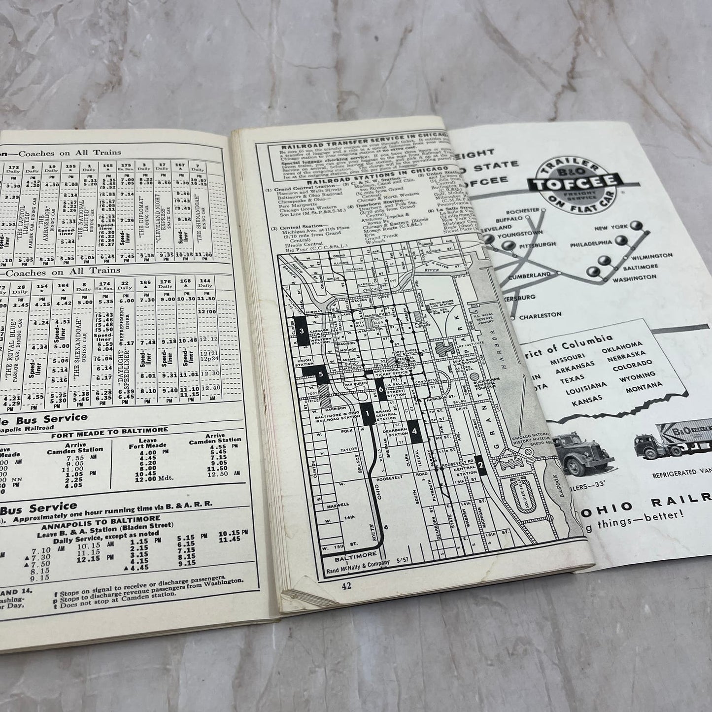 1957 Baltimore and Ohio B & O Railroad Time Table TI8-S4