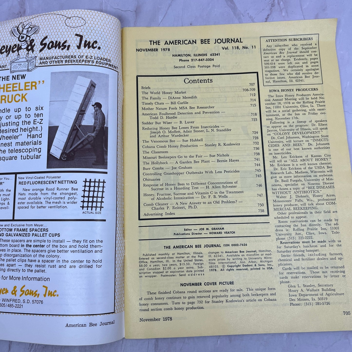 1978 Nov - American Bee Journal - Bees Beekeeping Honey M32