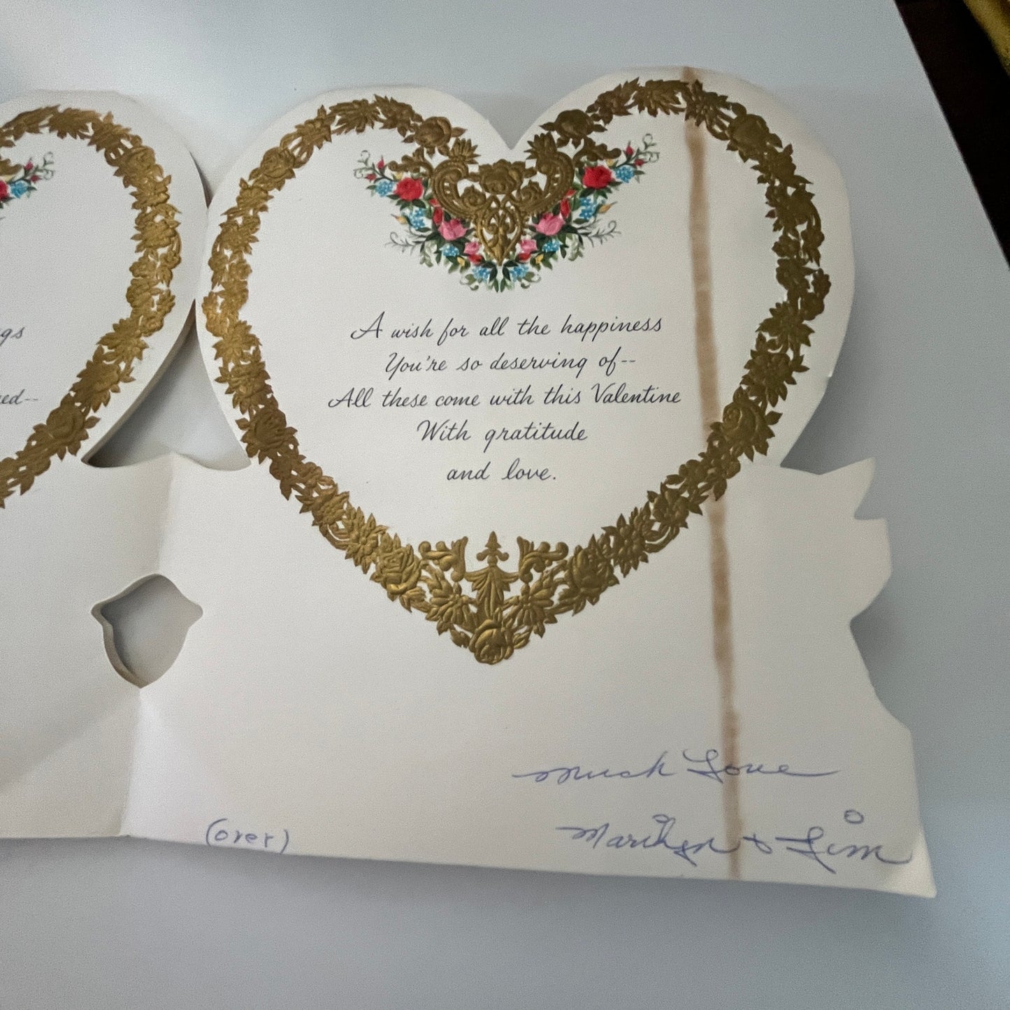 Vintage Ornate Filigree Hallmark Happy Valentines Day Card Mother & Dad J17