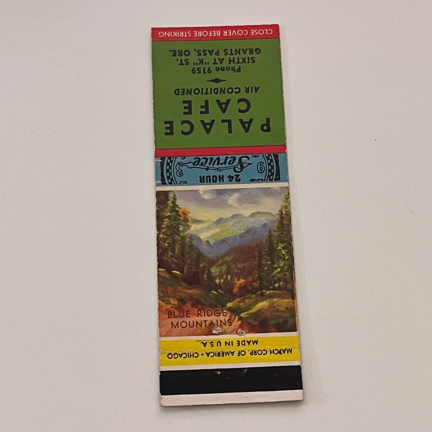 Palace Cafe Grants Pass Oregon Vintage Matchbook Cover TB6-MB2-2