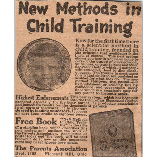 The Parents Association Pleasant Hill Child Training 1923 Magazine Ad Clip AE1-4