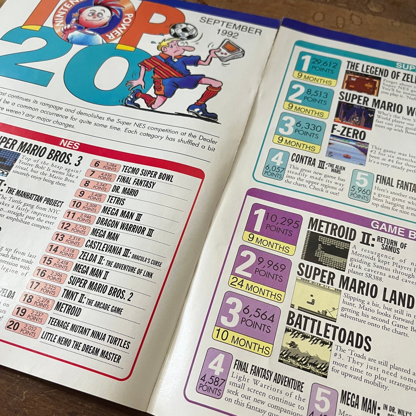 Nintendo Power Top 20 Video Games of September 1992 2 Page Article AG1-12