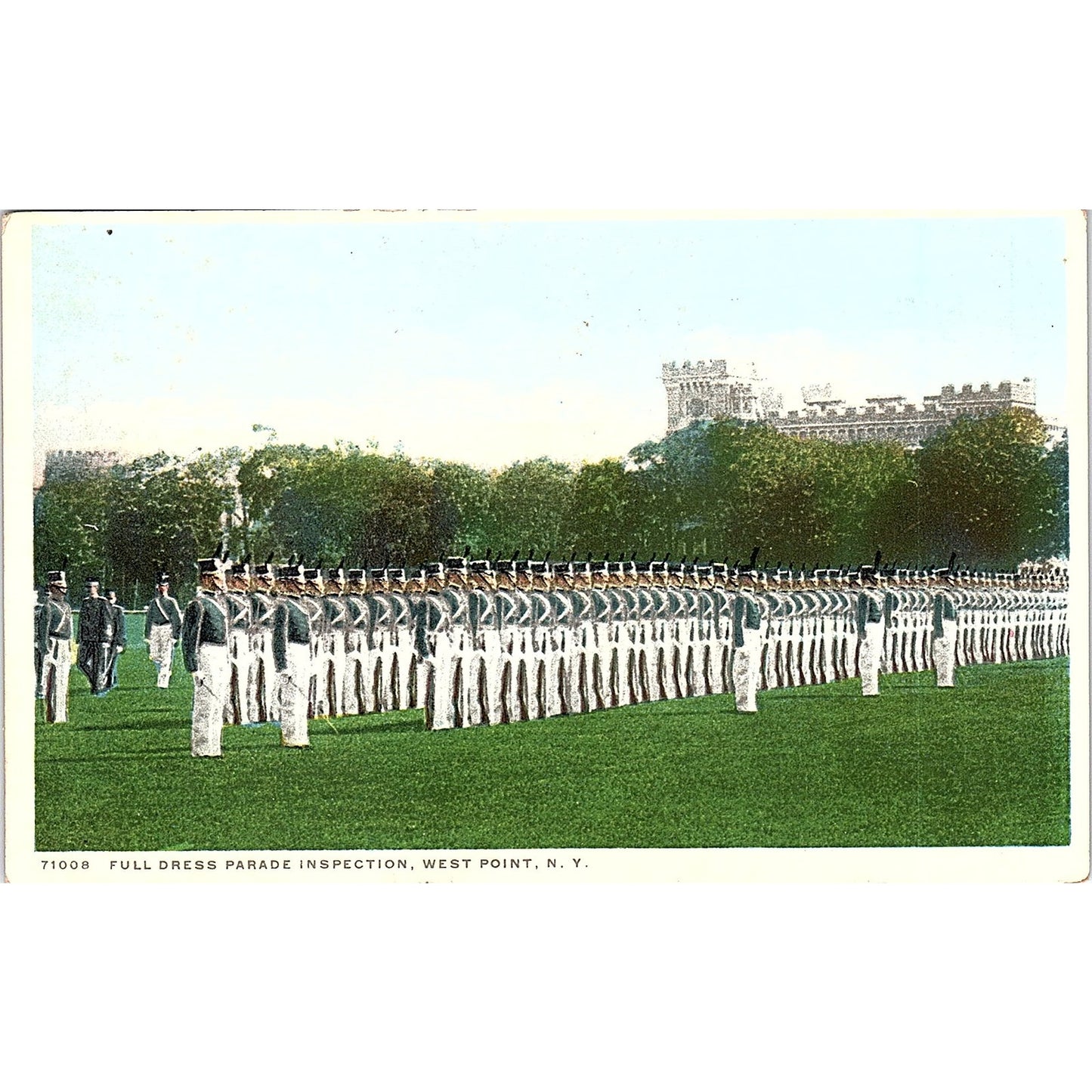 c1908 Full Dress Parade Inspection West Point Spanish American War Postcard PE7