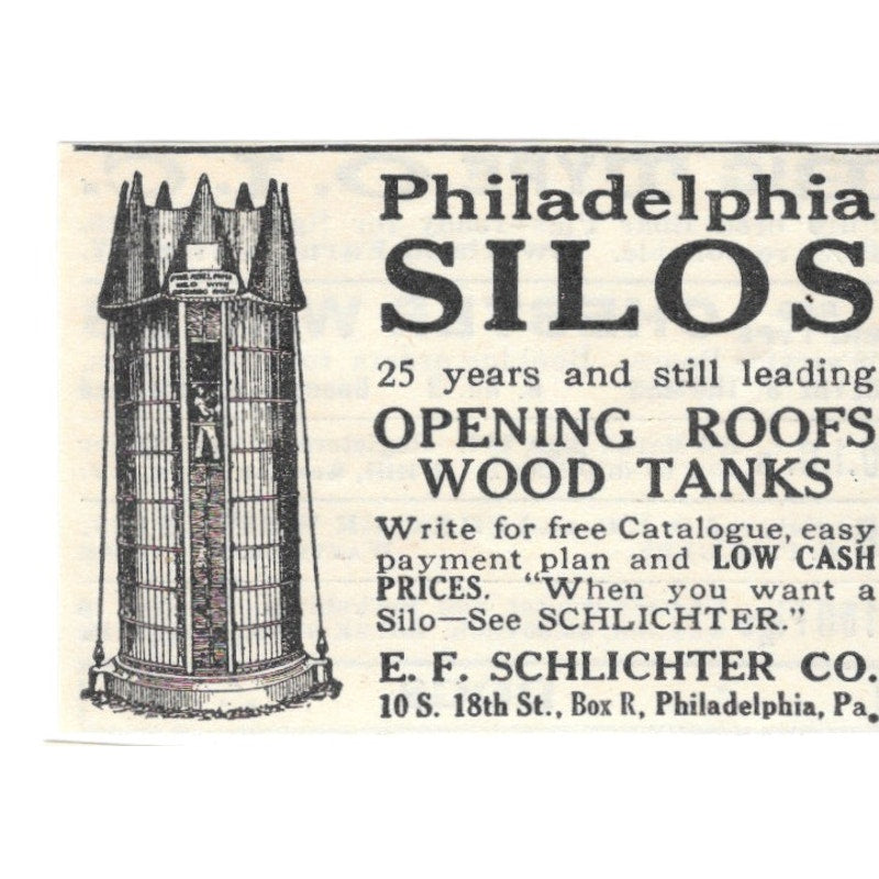 Philadelphia Silos E.F. Schlichter Co PA 1924 Ad AG3-S2