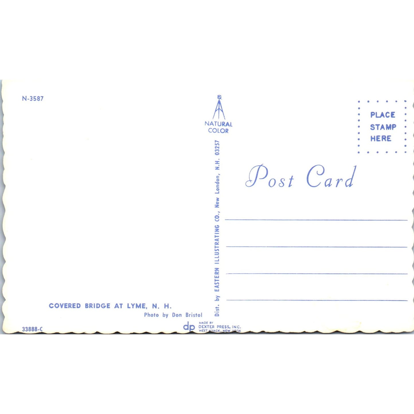 Covered Bridge at Lyme New Hampshire Covered Bridge Postcard PC1