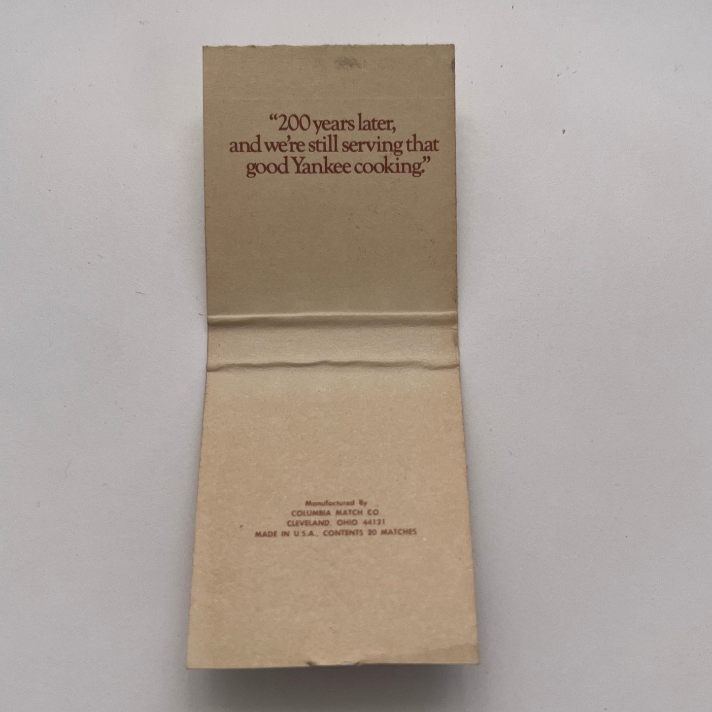 Publick House Sturbridge MA Col Ebenezer Crafts Vintage Matchbook Cover TB8-MB-3