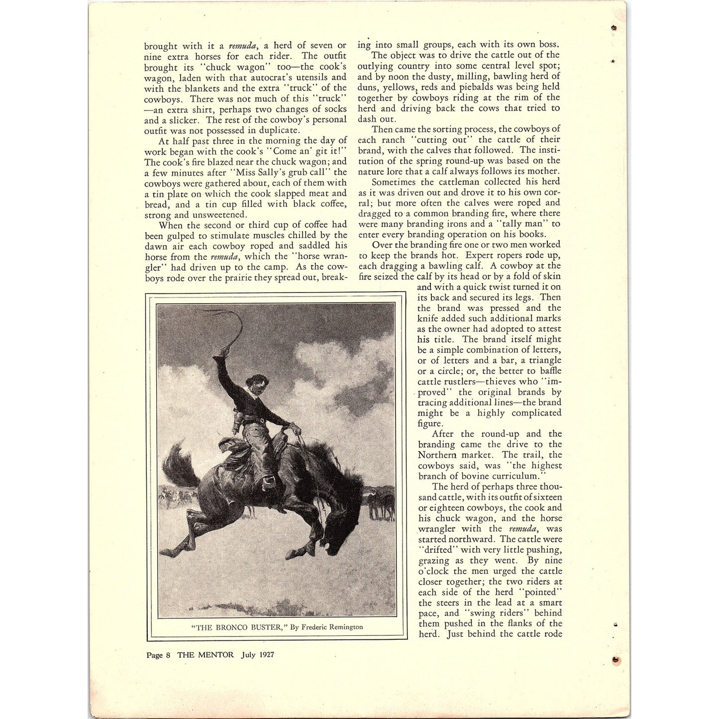 The American Cowboy by Douglas Branch 4 Page Article 1927 AG3-6