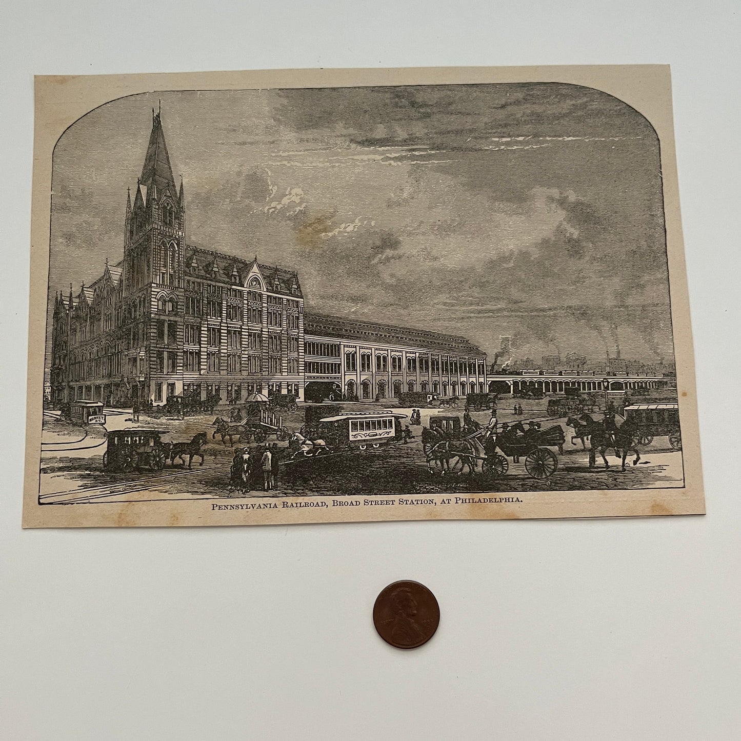 Pennsylvania Railroad, Broad Street Station 1894 Art Engraving SAG4-8