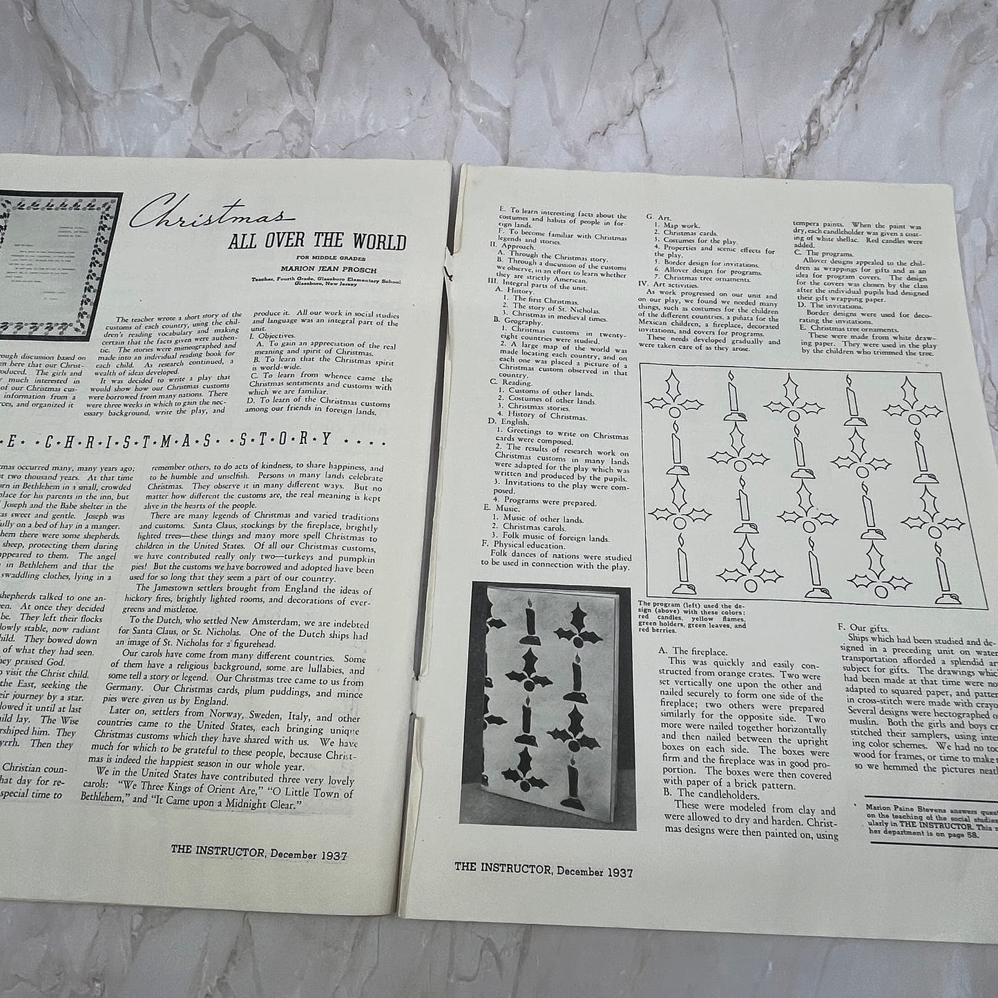 1937 All Grades Students Christmas Program Crafts Instructor Magazine Clip FL6-2