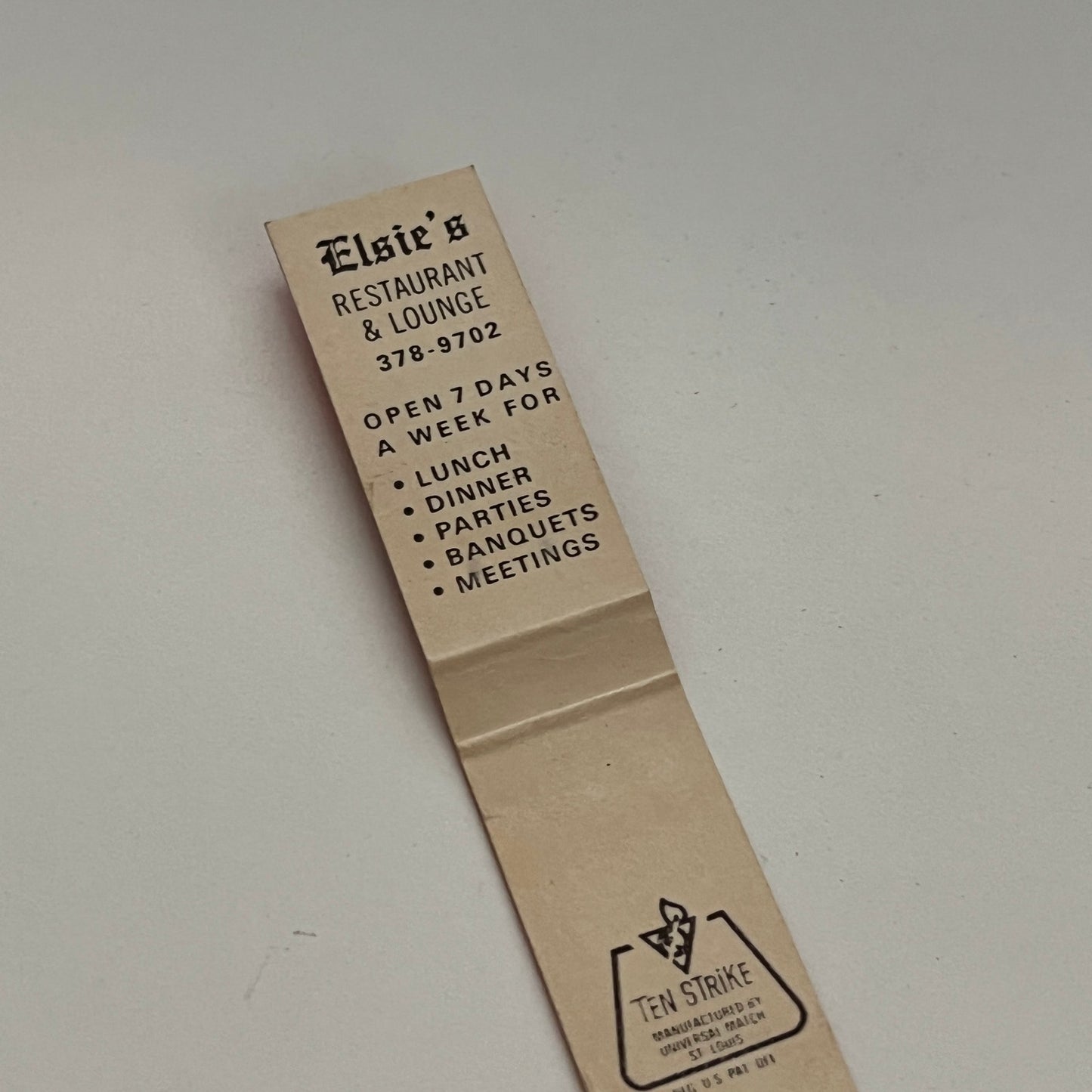 Elsie's Restaurant 8th St & Marshall Minneapolis Vintage Matchbook TB6-MB2-11