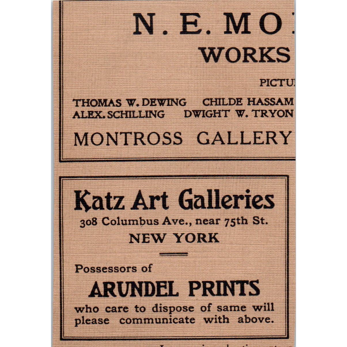 The Art Student League of New York 1906-07 Winter Term Victorian Ad AE9-MA5